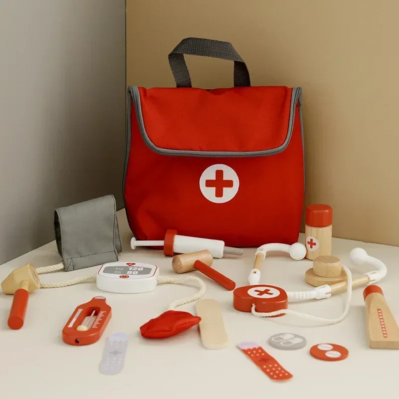 Kids Toys Doctor Set - Crianças de madeira fingir jogar kit