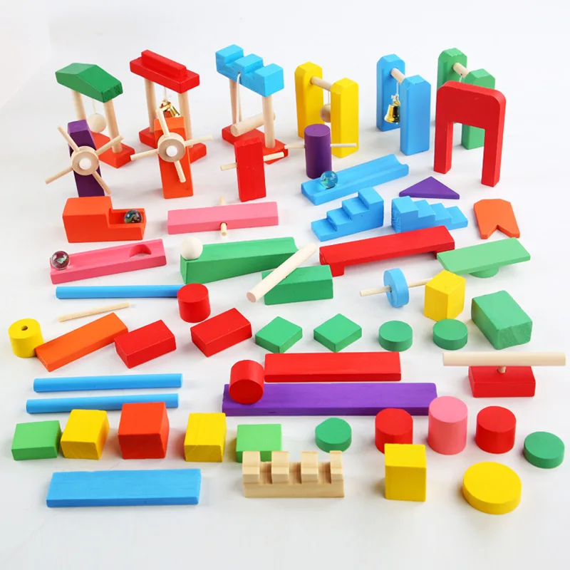 Wooden Blocks Stacking - Montessori Wooden Rainbow Domino Toy para