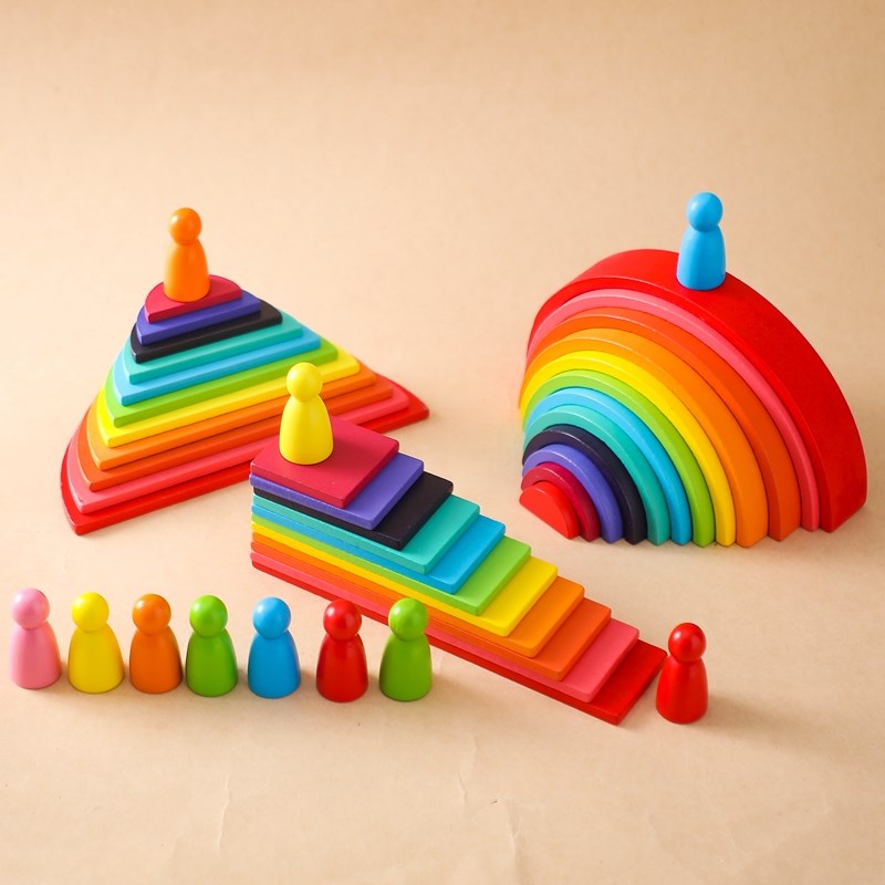 Wooden Blocks Stacking - Montessori bloco de madeira brinquedos construção
