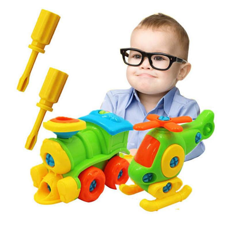 Kids Toys Helicopter - Quebra-cabeça blocos de plástico inserir trem