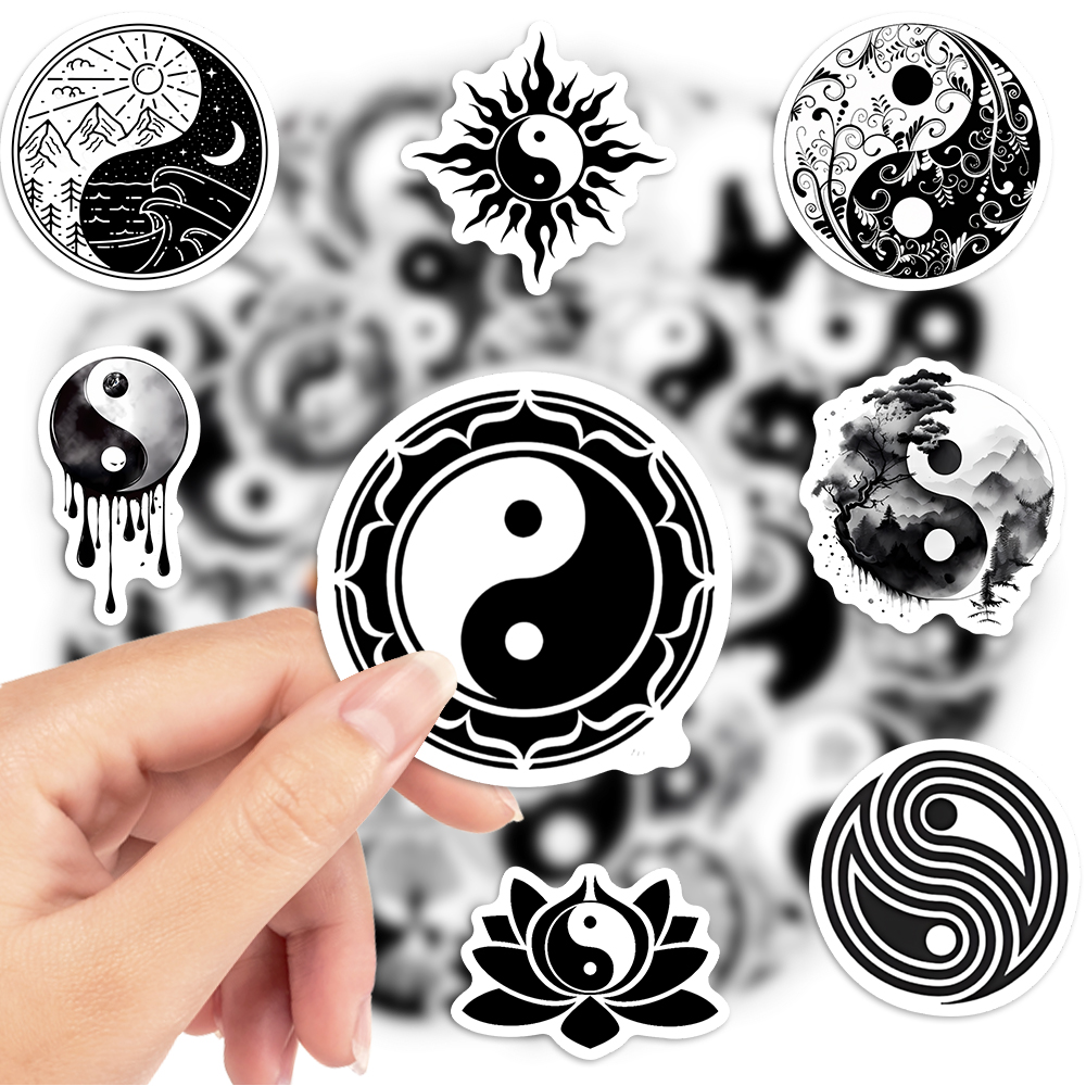 Chinês yin yang adesivos equil - Kids Toys Laptop avaliação e preço
