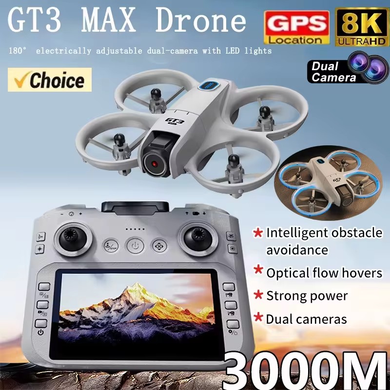 Drone RC 2026 GT3Max HD 8K com - Kids Toys Helicopter avaliação e preço
