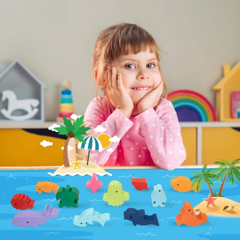 Novas crianças montessori bloc - Wooden Blocks Stacking avaliação e preço